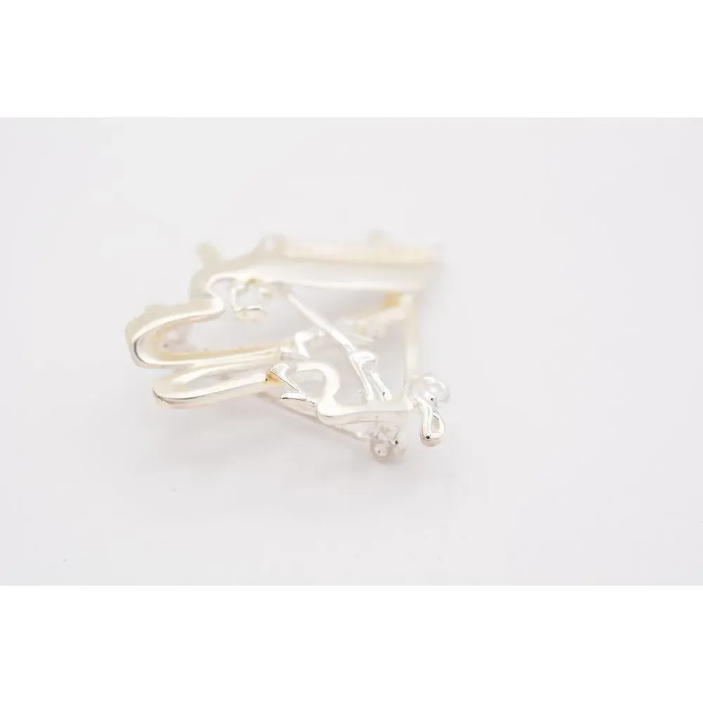 Danecraft Vintage Piano Pin Brooch Brushed Silver Musical Signed NOS 80s BinA15